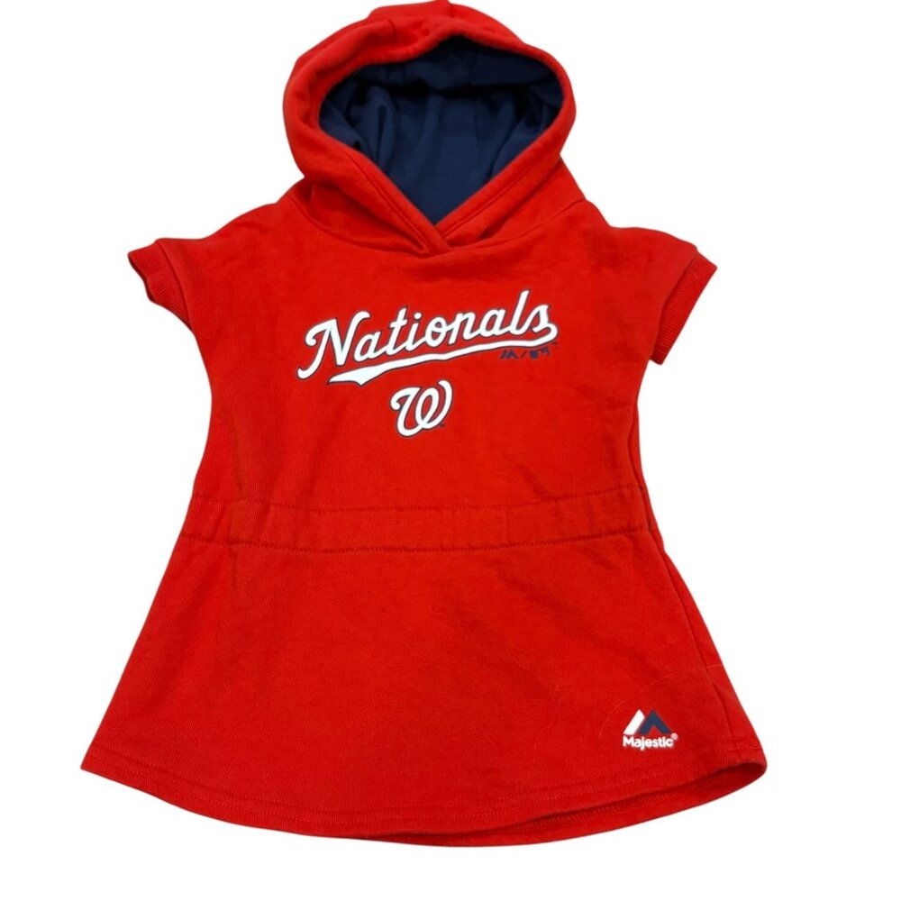Majestic Nationals Kids Hoodie Dress 18 Months 18M Red & Navy